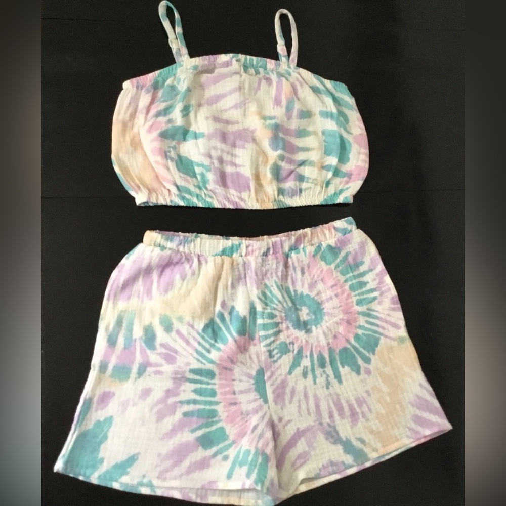 Grayson Threads Girls Matching Set Tie-dye Top And Shorts Size XL(14Y) - K709